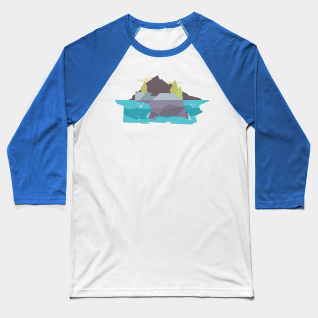 Geometric flat style hippopotamus design Baseball T-Shirt by Rohan Dahotre